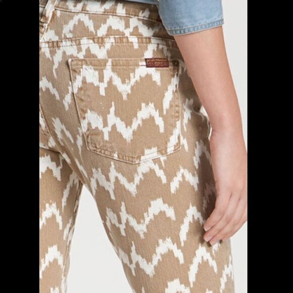 7 For All Mankind Toffee Ikat Cropped Skinny Jeans NWT - Picture 11 of 11